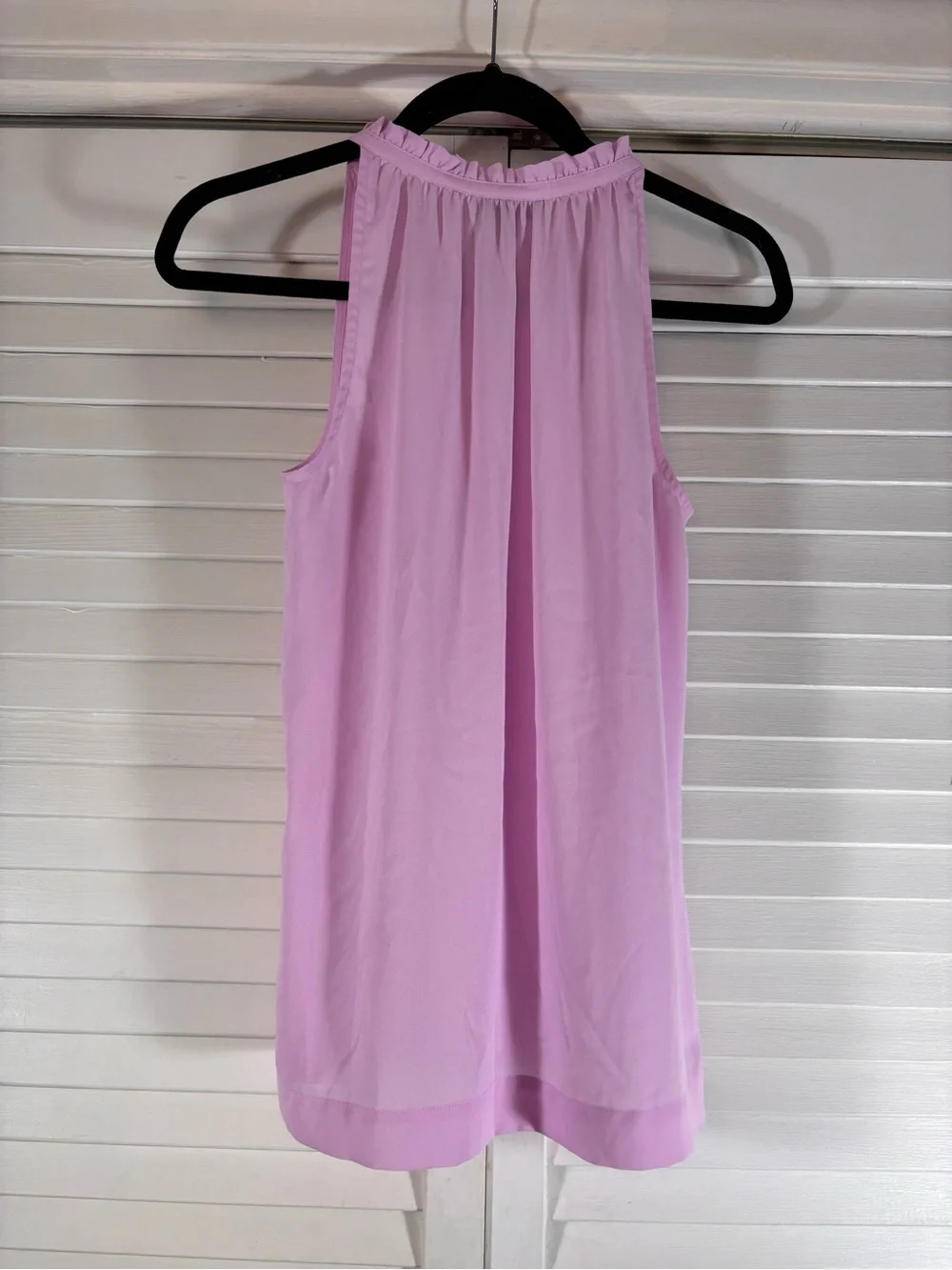 J. Crew Women's Ruffle Neck Sleeveless Blouse Size 2 Pink Lilac
